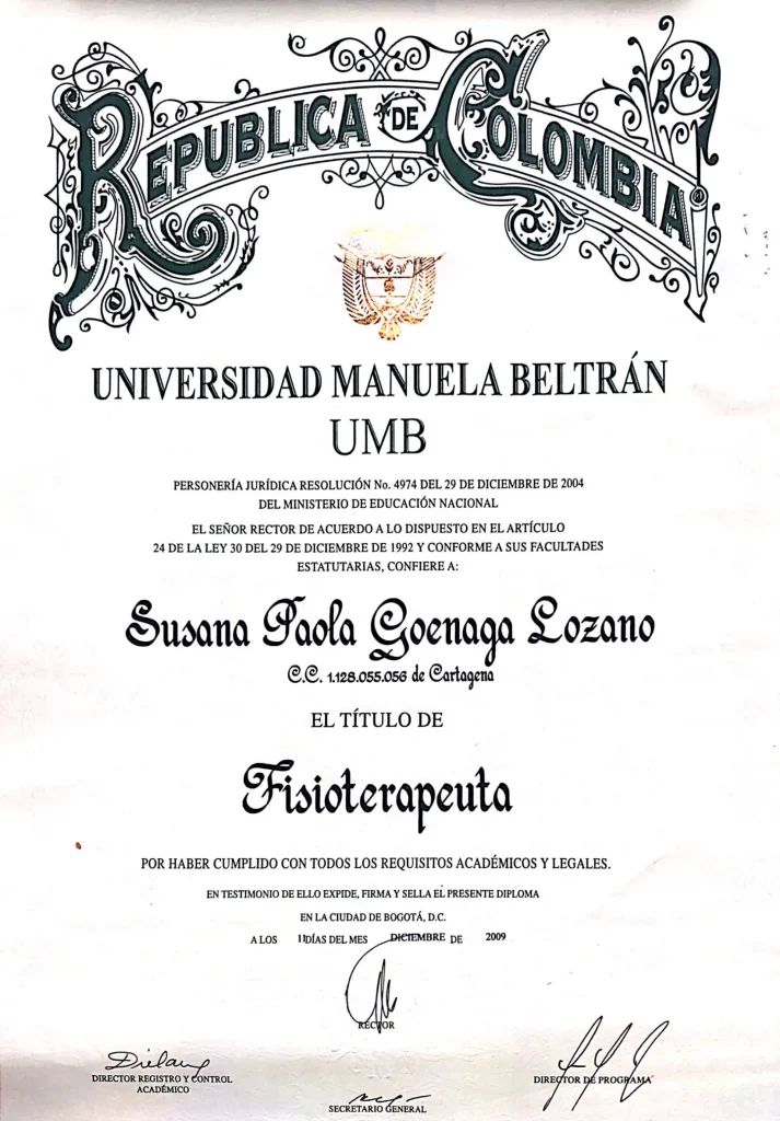 Fisioterapeuta en Universidad Manuela Beltrán Colombia