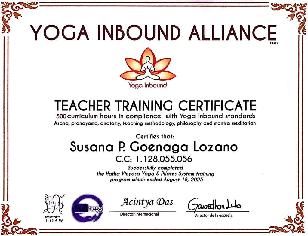 Formación de Profesorado en Hatha Vinyasa Yoga y Pilates en Yoga Inbound Alliance